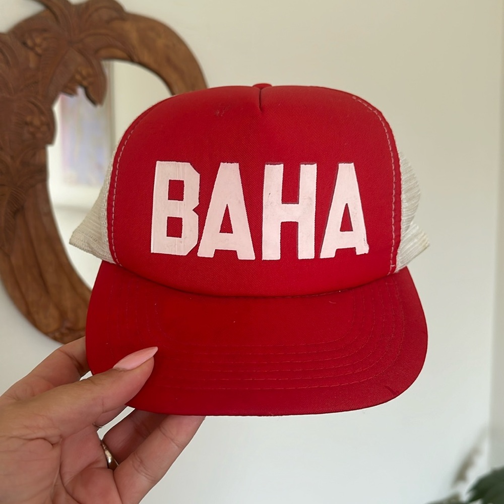 VINTAGE BAHA red snap back trucker hat